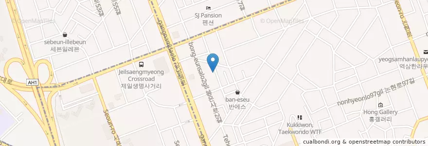 Mapa de ubicacion de Horangi Sikdang , Ramen en 大韓民国, ソウル, 江南区, 瑞草区, 駅三洞, 駅三1洞.
