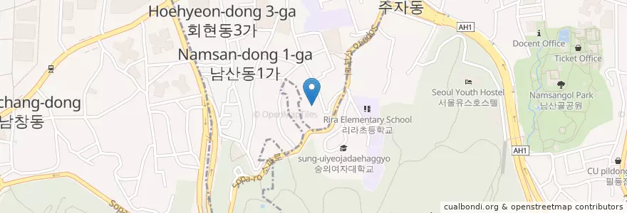 Mapa de ubicacion de 숭의여자대학교 별관 en Coreia Do Sul, Seul, 중구.
