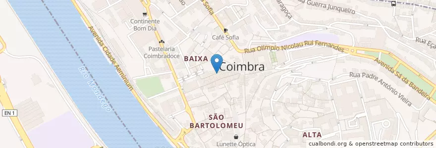 Mapa de ubicacion de Paulita en ポルトガル, Centro, Baixo Mondego, Coimbra, Coimbra, Sé Nova, Santa Cruz, Almedina E São Bartolomeu.