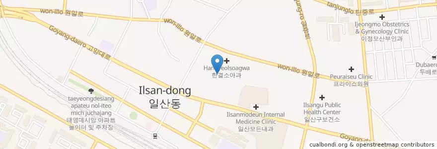 Mapa de ubicacion de 일산시장 en Corée Du Sud, Gyeonggi, 고양시, 일산서구.