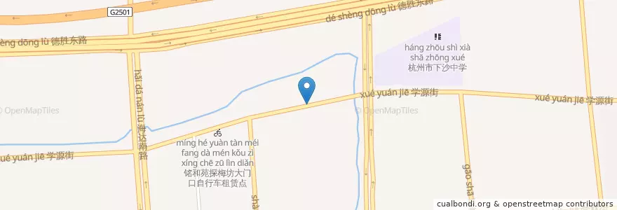 Mapa de ubicacion de 铭和苑桂雨坊北-3640 en China, Zhejiang, 杭州市, 钱塘新区, 下沙街道.