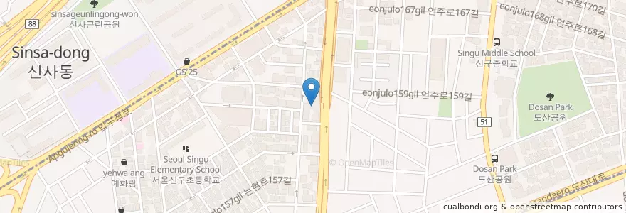 Mapa de ubicacion de 스타벅스 en Coreia Do Sul, Seul, 강남구, 신사동, 압구정동.