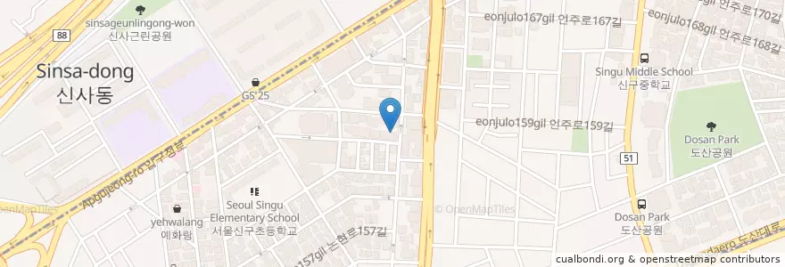 Mapa de ubicacion de 탐앤탐스 en کره جنوبی, سئول, 강남구, 신사동, 압구정동.