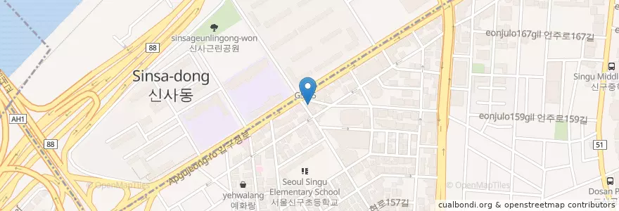 Mapa de ubicacion de 우리은행신압구정지점 en South Korea, Seoul, Gangnam-Gu, Sinsa-Dong, Apgujeong-Dong.