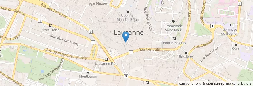 Mapa de ubicacion de Café des philosophes en Switzerland, Vaud, District De Lausanne, Lausanne.