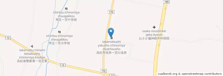 Mapa de ubicacion de 高松市役所一宮出張所 en Giappone, Prefettura Di Kagawa, 高松市.