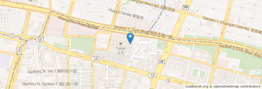 Mapa de ubicacion de 原味德里 en Taiwán, Nuevo Taipéi, Taipéi, 中正區.