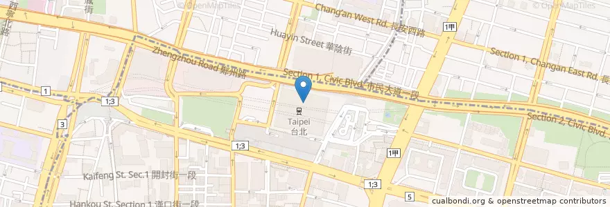 Mapa de ubicacion de 石石香拌 en تايوان, تايبيه الجديدة, تايبيه, 中正區.