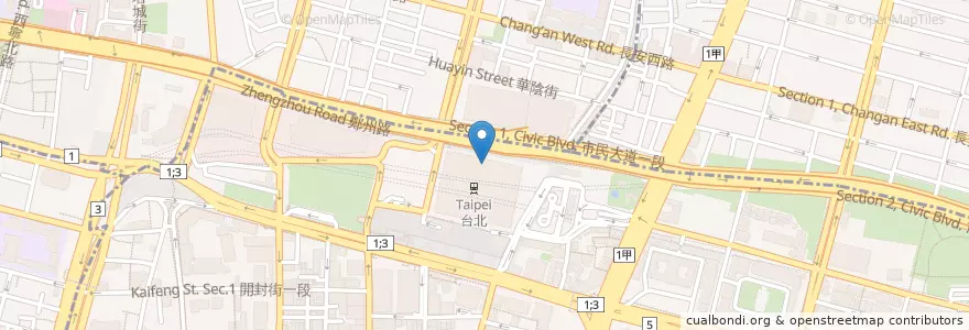 Mapa de ubicacion de 兩肋牛排 en Тайвань, Новый Тайбэй, Тайбэй, 中正區.