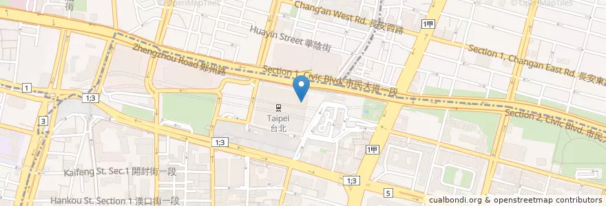 Mapa de ubicacion de GUGU廚房 en 타이완, 신베이 시, 타이베이시, 중정 구.