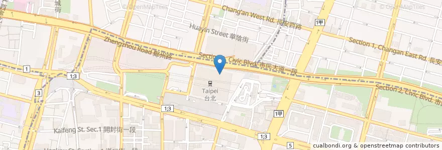 Mapa de ubicacion de 太興茶餐廳 en Taiwán, Nuevo Taipéi, Taipéi, 中正區.
