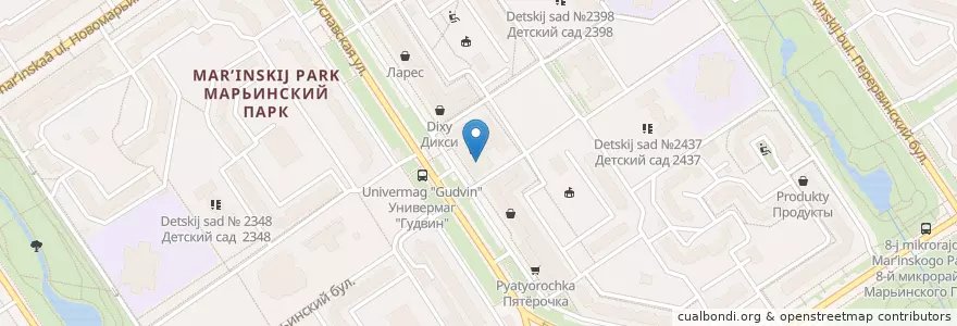 Mapa de ubicacion de Zall en Россия, Центральный Федеральный Округ, Москва, Юго-Восточный Административный Округ, Район Марьино.