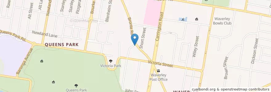 Mapa de ubicacion de Ruby’s diner en Australia, New South Wales, Waverley Council, Sydney.