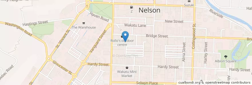 Mapa de ubicacion de Bin Inn en Nueva Zelanda, Nelson.