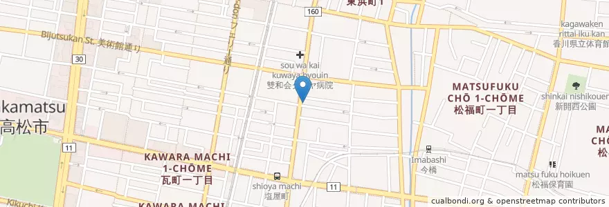 Mapa de ubicacion de 高松塩屋町郵便局 en ژاپن, 香川県, 高松市.