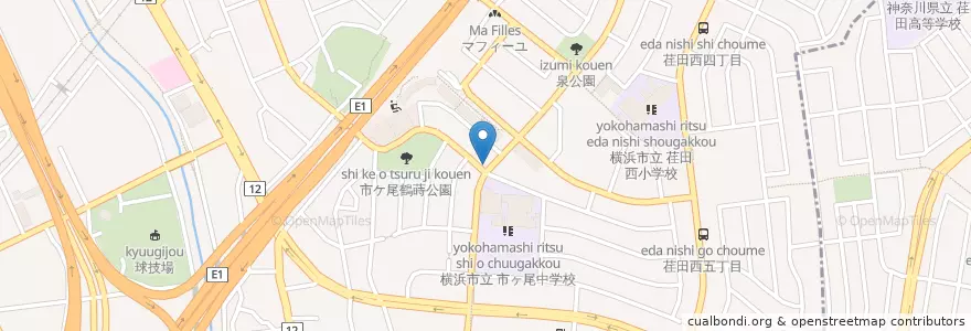 Mapa de ubicacion de Bubble Over en Jepun, 神奈川県, 横浜市, 青葉区.