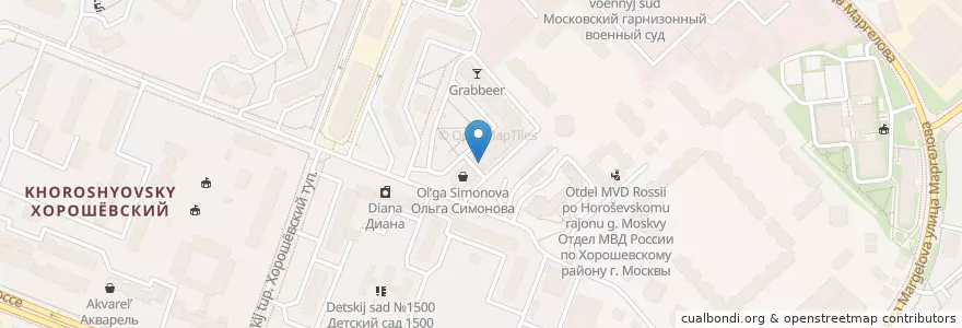 Mapa de ubicacion de Лисенок en روسیه, Центральный Федеральный Округ, Москва, Северный Административный Округ, Хорошёвский Район.