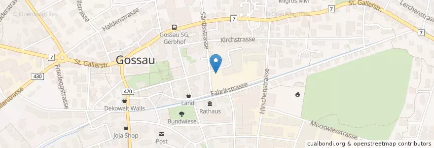 Mapa de ubicacion de Stadtbibliothek Gossau en Suisse, Saint-Gall, Wahlkreis St. Gallen, Gossau (Sg).