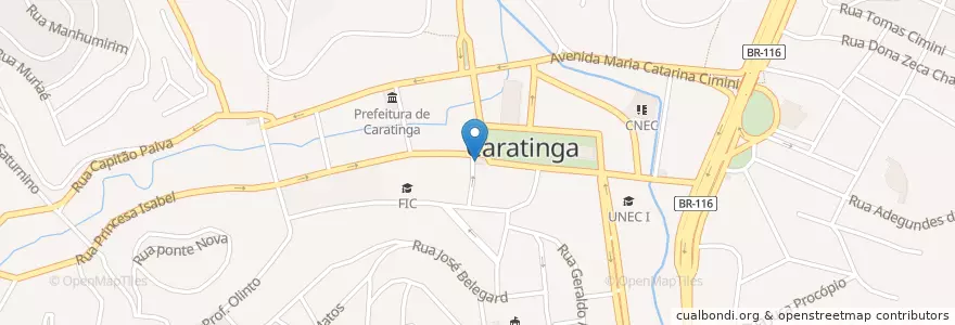 Mapa de ubicacion de Center Posto en برزیل, منطقه جنوب شرقی برزیل, میناس گرایس, Microrregião Caratinga, Região Geográfica Intermediária De Ipatinga, Caratinga.