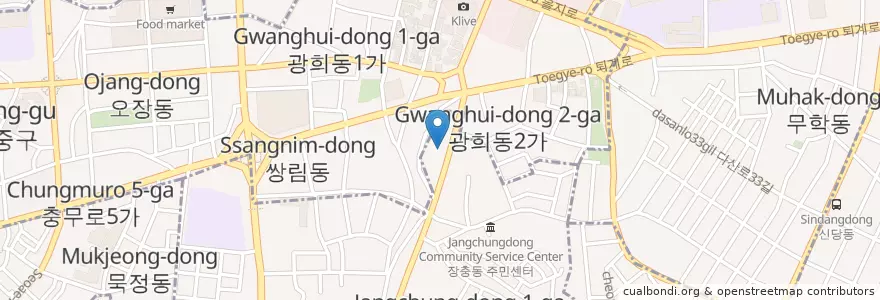Mapa de ubicacion de Pyongyang Myeonok en Corea Del Sur, Seúl, 중구.