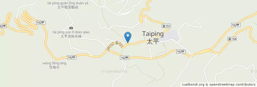 Mapa de ubicacion de 大坪牛肉麵 en Taiwan, Taiwan Province, Chiayi County, Meishan Township.