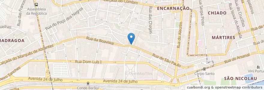 Mapa de ubicacion de Burger blues bar en Portugal, Metropolregion Lissabon, Lissabon, Großraum Lissabon, Lissabon, Misericórdia.
