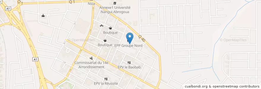 Mapa de ubicacion de EPP Ouest 2 en Ivory Coast, Abidjan, Abobo.