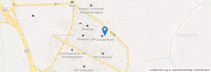Mapa de ubicacion de EPP Nord 2 en Ivoorkust, Abidjan, Abobo.