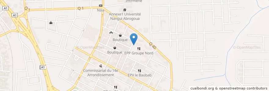 Mapa de ubicacion de EPP Nord 2 en Ivoorkust, Abidjan, Abobo.