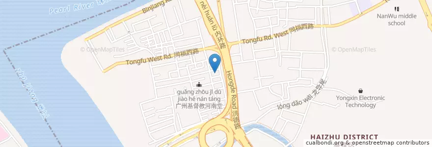 Mapa de ubicacion de 海珠英語中心第二中英文幼兒園 en China, Cantão, Cantão, 海珠区, 南华西街道.