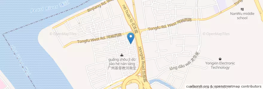 Mapa de ubicacion de 中鐵隧道集團有限公司業餘學校 en 중국, 광둥성, 광저우시, 海珠区, 南华西街道.
