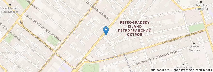 Mapa de ubicacion de Эскулап en Russland, Föderationskreis Nordwest, Oblast Leningrad, Sankt Petersburg, Petrograder Rajon, Округ Кронверкское.