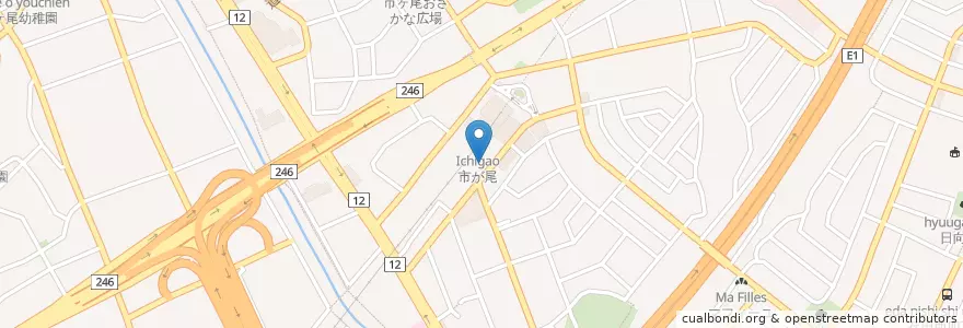 Mapa de ubicacion de みずほ銀行 en Jepun, 神奈川県, 横浜市, 青葉区.