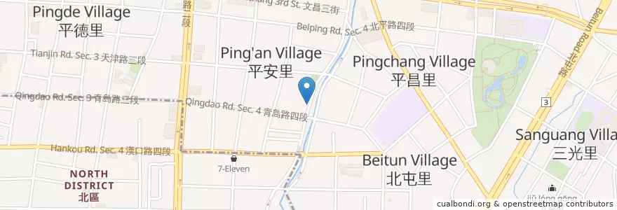 Mapa de ubicacion de Cat I cake en تایوان, تایچونگ, 北屯區.