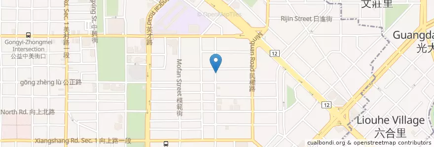 Mapa de ubicacion de 倚樂田食 en Tayvan, Taichung, 西區.