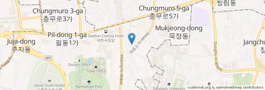 Mapa de ubicacion de Pildong Myeonok en Zuid-Korea, Seoel, 중구, 필동.