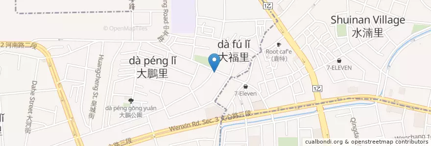 Mapa de ubicacion de 簡單美食 en Taiwan, 臺中市, 北屯區.