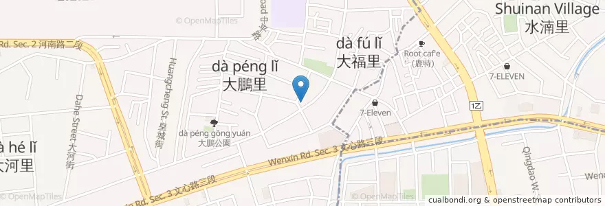 Mapa de ubicacion de 南台中麵攤 en تايوان, تاي شانغ, 北屯區.