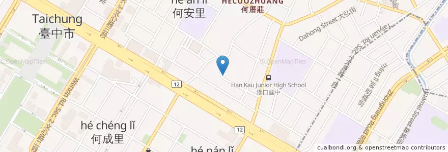 Mapa de ubicacion de 弘爺漢堡 en Tayvan, Taichung.