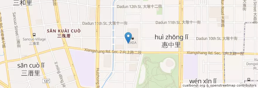 Mapa de ubicacion de IKEA餐廳 en Taiwan, Taichung, Nantun District.