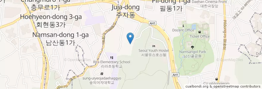 Mapa de ubicacion de literature House Seoul en Korea Selatan, 서울, 중구, 필동.