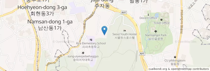 Mapa de ubicacion de 산림문학관 en Zuid-Korea, Seoel, 중구, 필동.