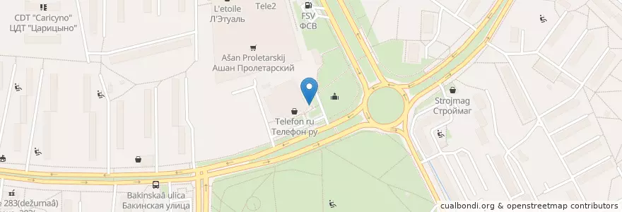 Mapa de ubicacion de Сбербанк en Rusia, Distrito Federal Central, Москва, Южный Административный Округ, Район Царицыно.