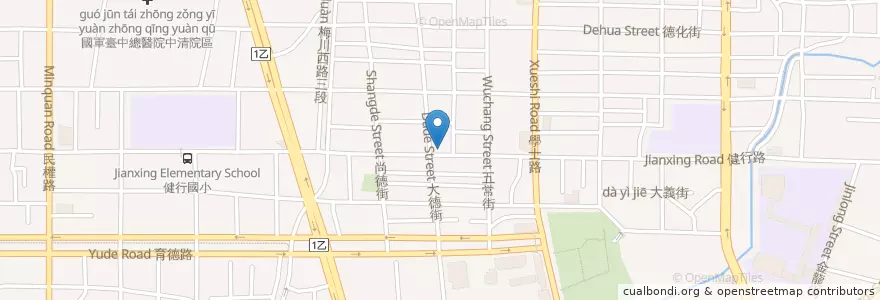 Mapa de ubicacion de 新豐源排骨麵 en 台湾, 台中市, 北区.