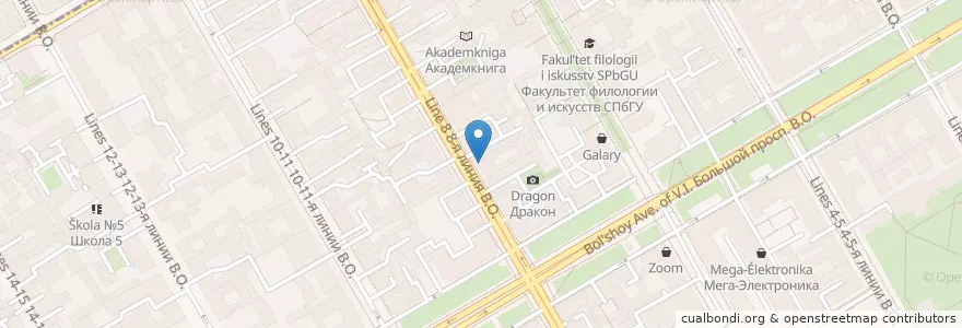 Mapa de ubicacion de Joly Woo en ロシア, 北西連邦管区, レニングラード州, サンクト ペテルブルク, Василеостровский Район, Округ № 7.
