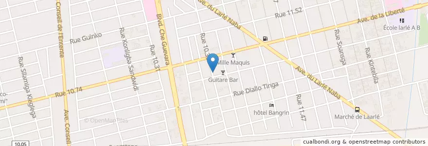 Mapa de ubicacion de Guitare Bar en 부르키나파소, Centre, Kadiogo, 와가두구.