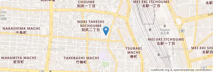 Mapa de ubicacion de 椿神明社 en 日本, 愛知県, 名古屋市, 中村区.