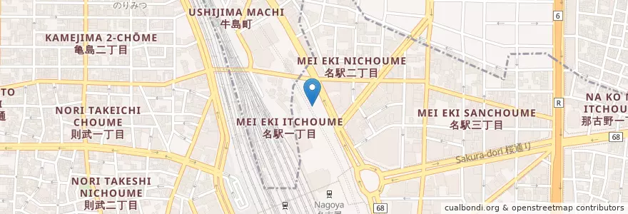 Mapa de ubicacion de 名古屋中央郵便局 en اليابان, 愛知県, 名古屋市, 中村区.
