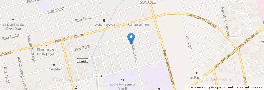 Mapa de ubicacion de Maquis restau Amis silmissi en Burkina Faso, Centre, Kadiogo, Ouagadougou.