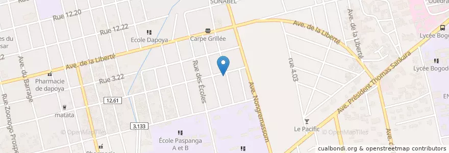Mapa de ubicacion de Maquis restaurant On est où ? en ブルキナファソ, Centre, Kadiogo, ワガドゥグー.